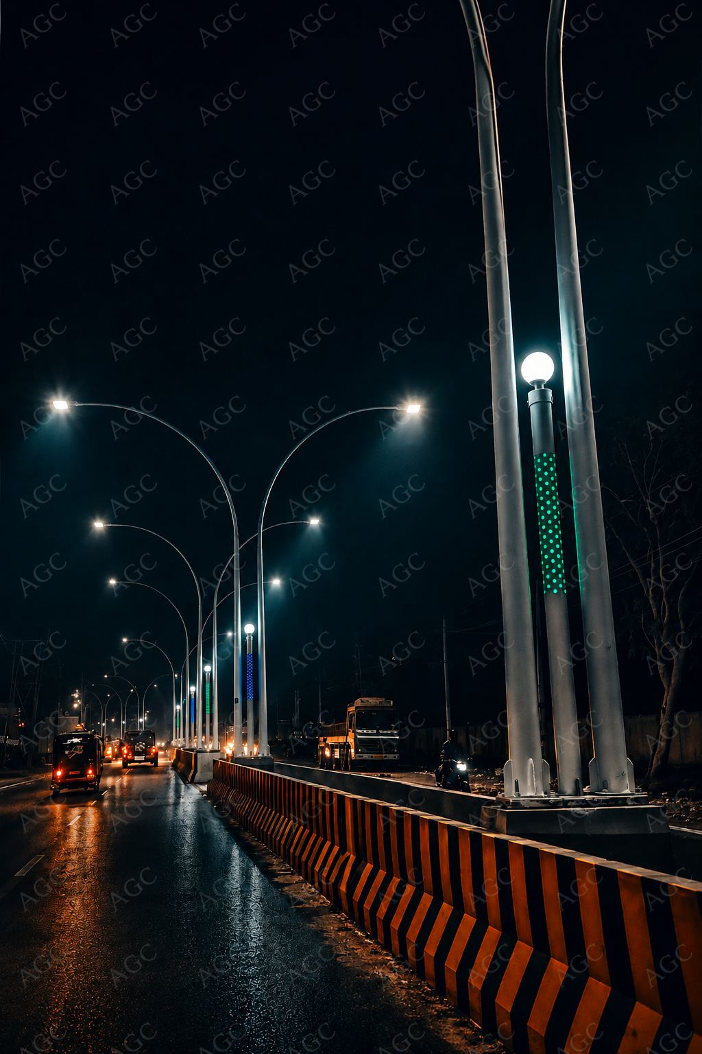 Providing and Constructing Median and Installation of Decorative Median Poles with LED Street Lights  at Hosadurga Town”